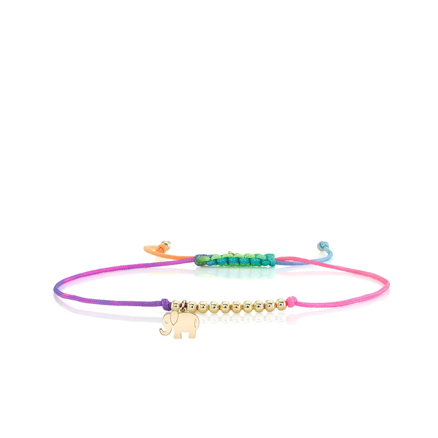 Pure Gold Tiny Elephant Cord Bracelet