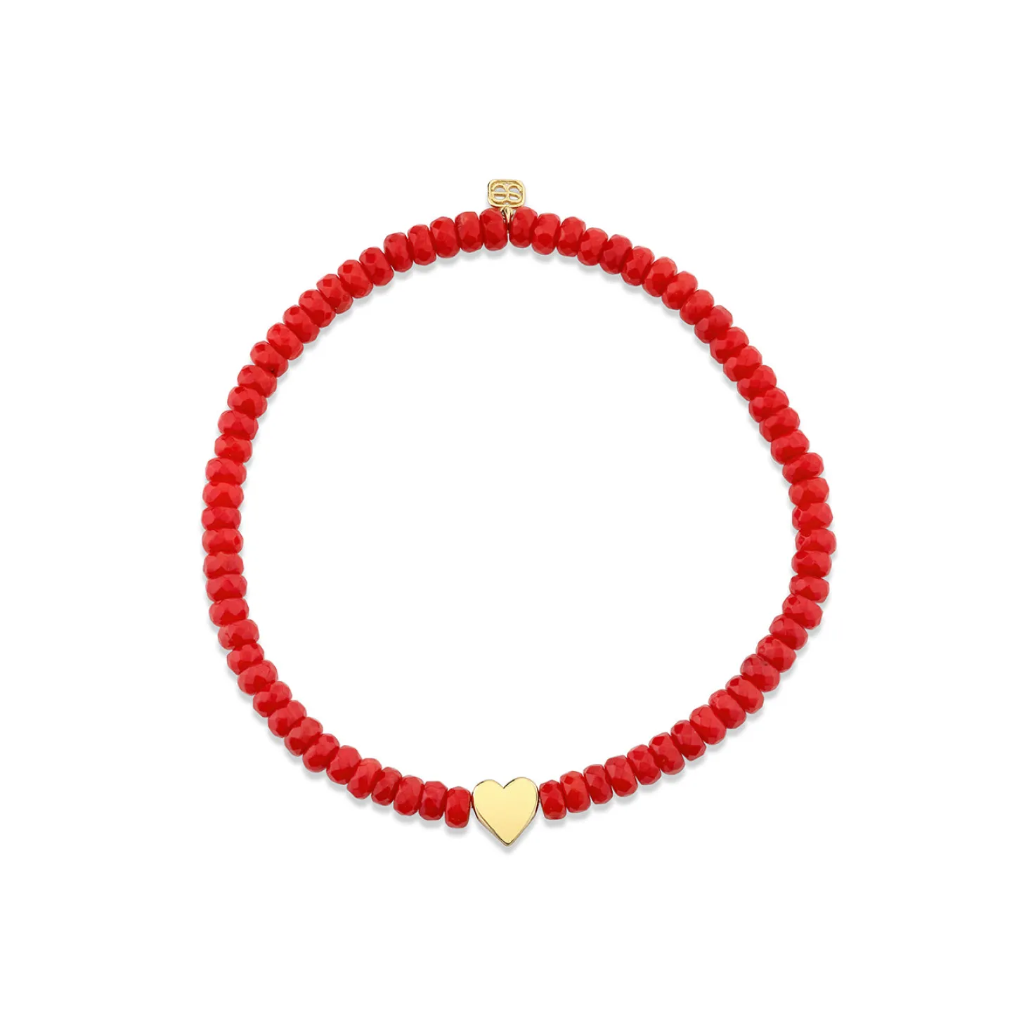 Pure Gold Tiny Heart on Red Sea Bamboo