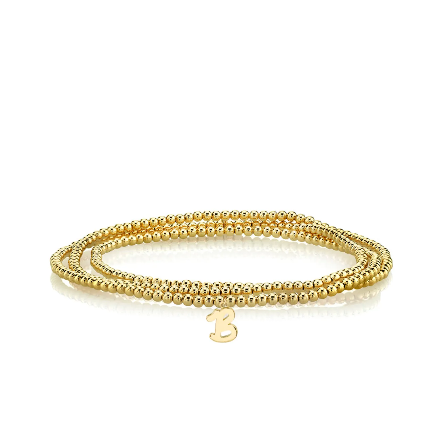 Pure Gold Tiny Initial on Gold Beads