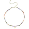 Pure Gold Tiny Initial Rainbow Zircon Choker