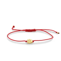 Pure Gold Tiny Ladybug Bead Cord Bracelet