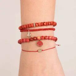 Pure Gold Tiny Ladybug Bead Cord Bracelet