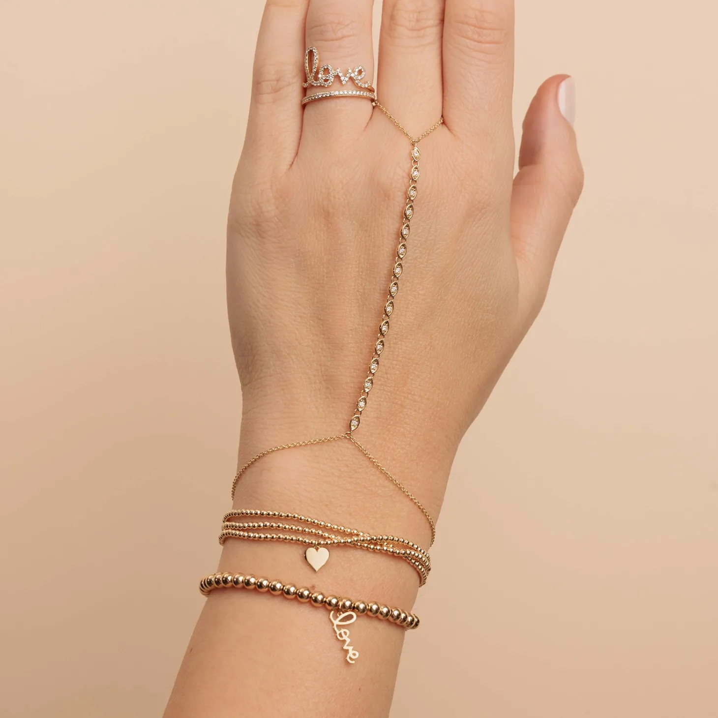 Pure Gold Tiny Love On Gold Beads