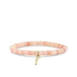 Pure Gold Tiny Love on Pink Opal