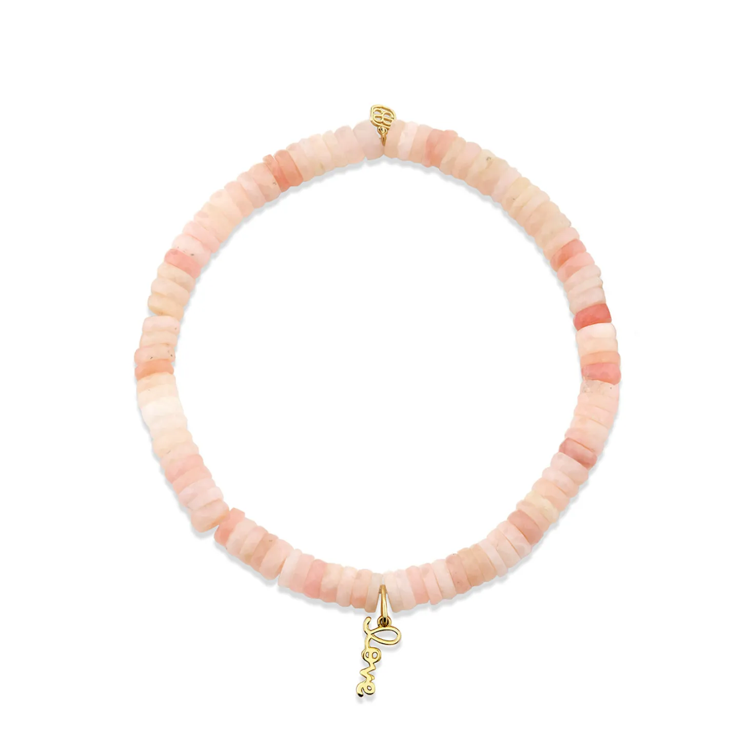 Pure Gold Tiny Love on Pink Opal