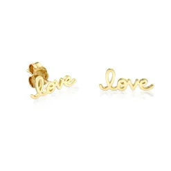 Pure Gold Tiny Love Script Stud