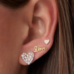 Pure Gold Tiny Love Script Stud