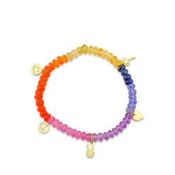 Pure Gold Tiny Multi-Charm on Semi-Precious Beads