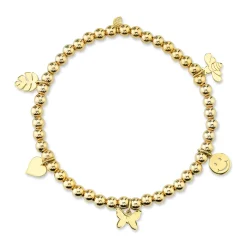 Pure Gold Tiny Multi-Charm on Gold Beads