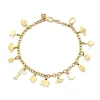 Pure Gold Tiny Multi-Charm Chain Bracelet