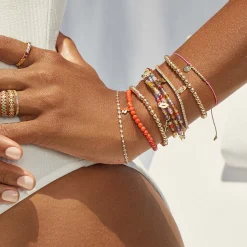 Pure Gold Tiny Multi-Charm Rainbow Zircon Wrap Bracelet
