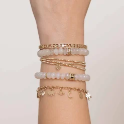 Pure Gold Tiny Multi-Charm Chain Bracelet