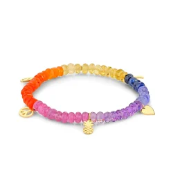 Pure Gold Tiny Multi-Charm on Semi-Precious Beads