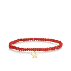 Pure Gold Tiny Star on Red Sea Bamboo