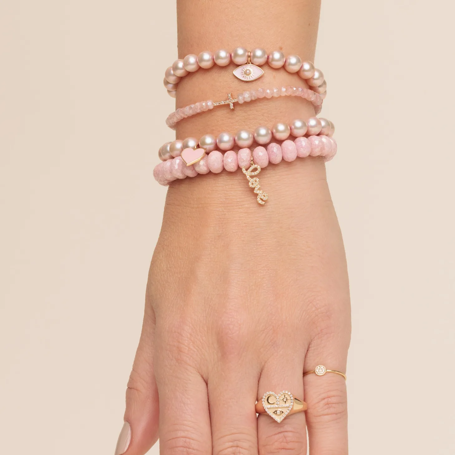 Rose Gold & Diamond Cross on Grapolite