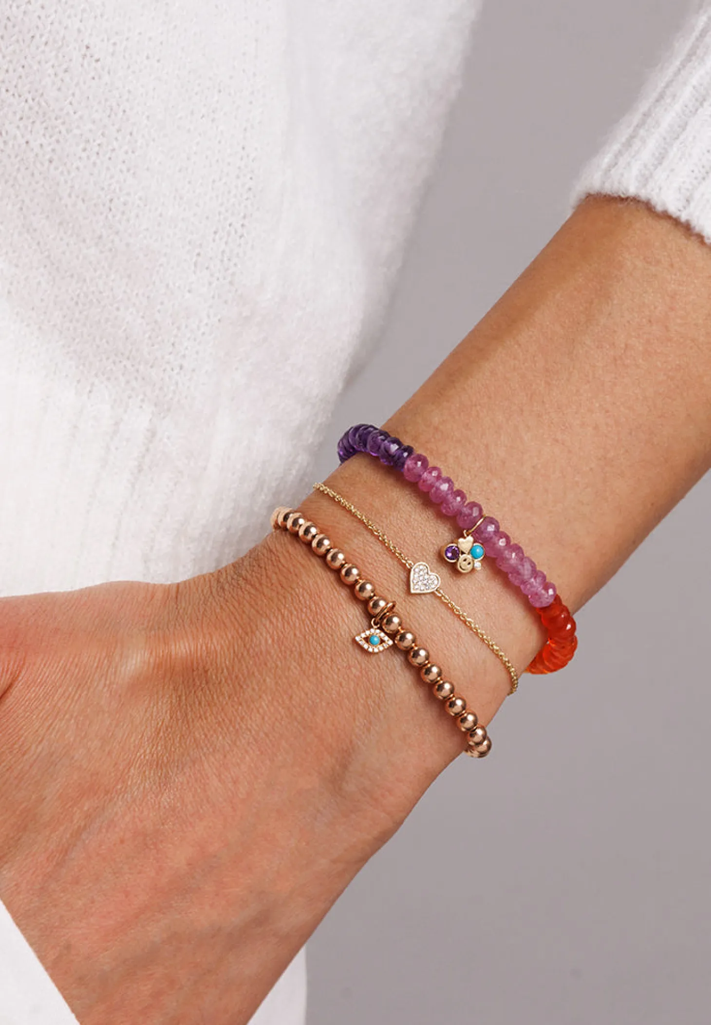 Rose Gold & Diamond Eye on Rose Gold Beads