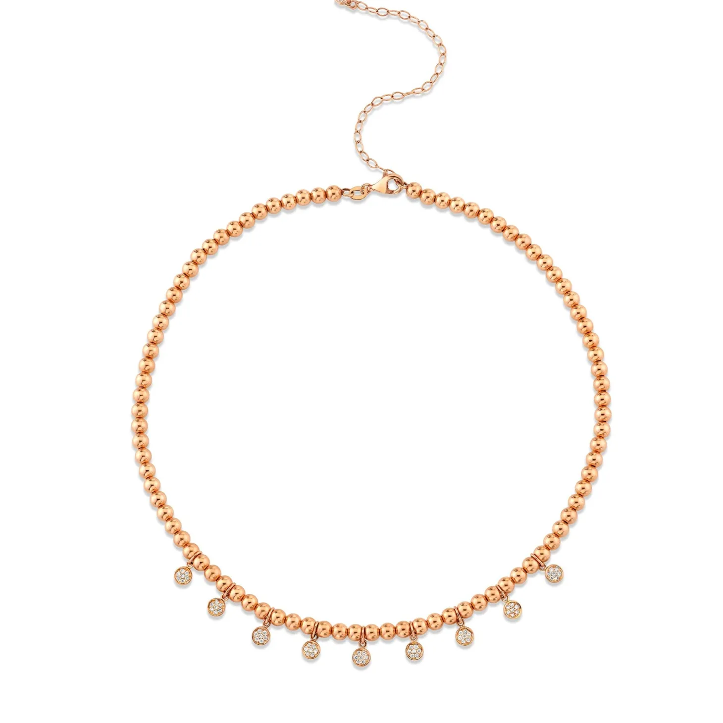 Rose Gold & Diamond Multi Tiny Disc Necklace