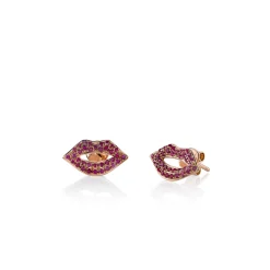 Rose Gold & Ruby Lips Stud