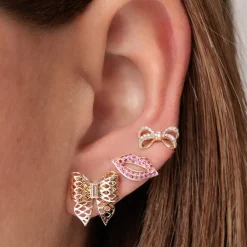 Rose Gold & Ruby Lips Stud