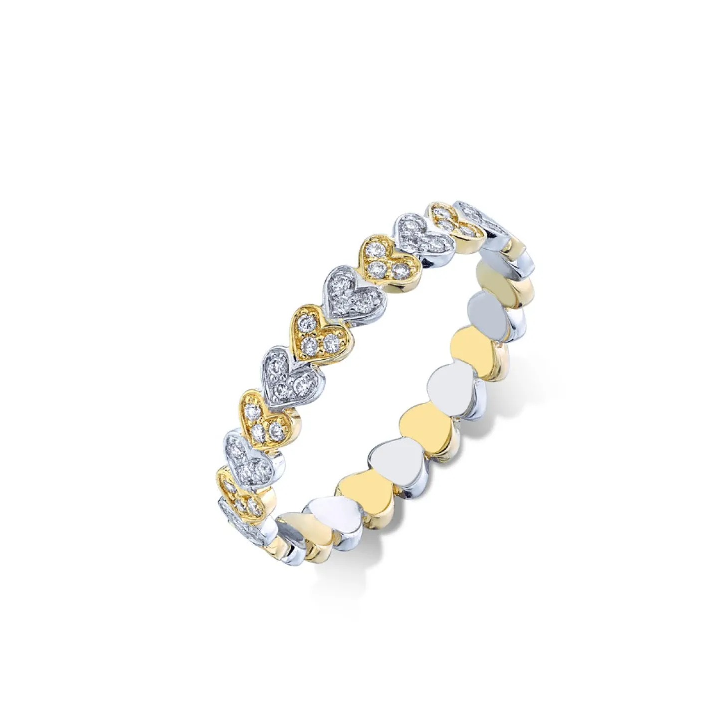 Two Tone & Diamond Heart Eternity Ring