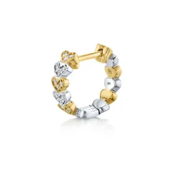 Two Tone Gold & Diamond Heart Eternity Huggie Hoops