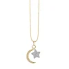Two Tone Gold & Diamond Moon & Star Charm
