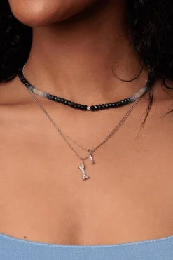 White Gold & Diamond Ball Sapphire Necklace