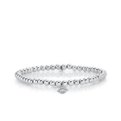 White Gold & Diamond Eye on White Gold Beads