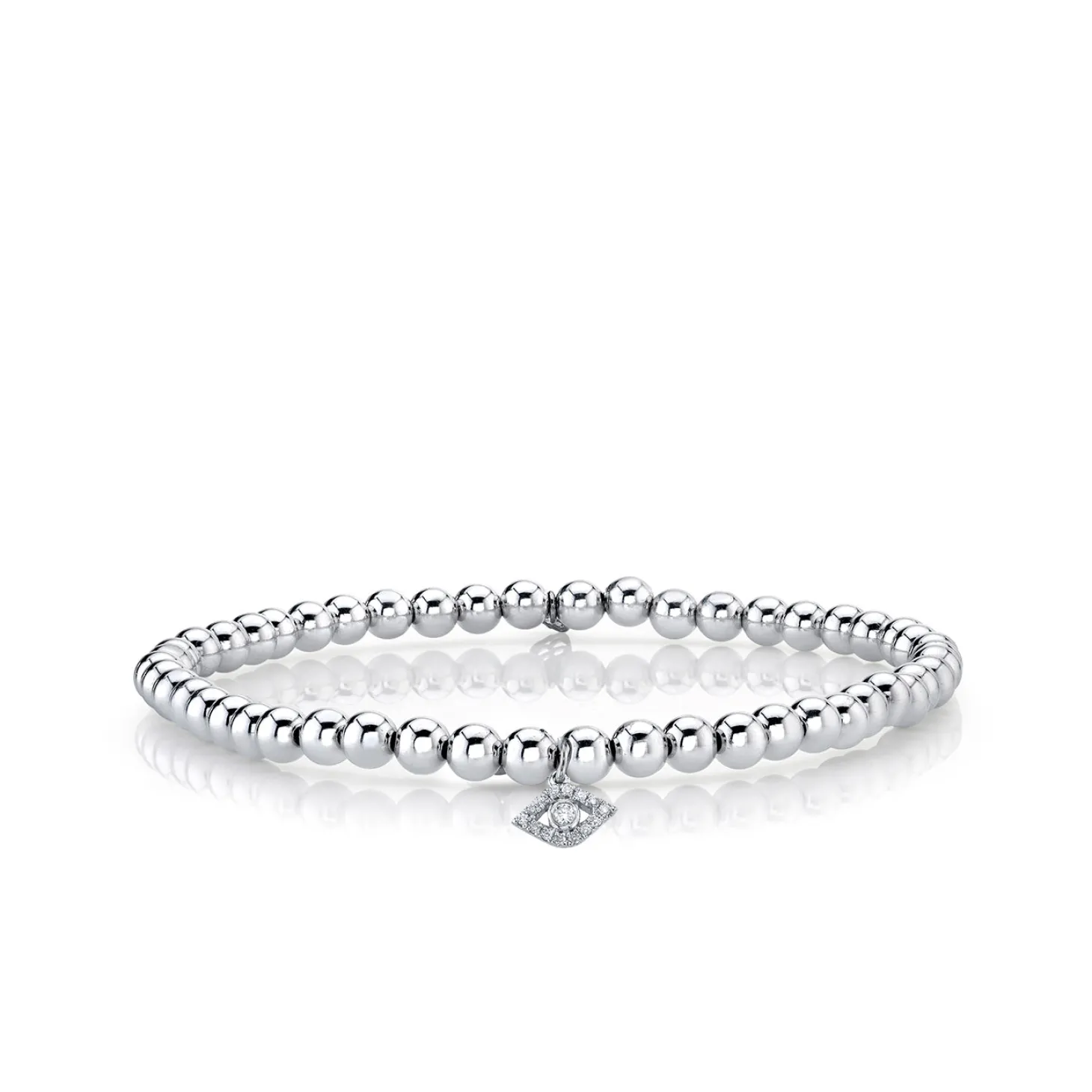 White Gold & Diamond Eye on White Gold Beads