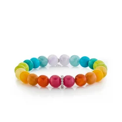 White Gold & Diamond Rondelle on Rainbow Jade