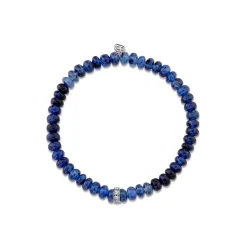 White Gold & Diamond Rondelle on Sapphire