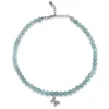 White Gold & Diamond Tiny Butterfly on Aquamarine Anklet