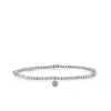 White Gold & Diamond Tiny Disc on White Gold Beads